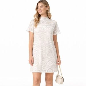 ETHEREAL by Paper Crane Lace Sheath Mini Dress with Ruffles seize S